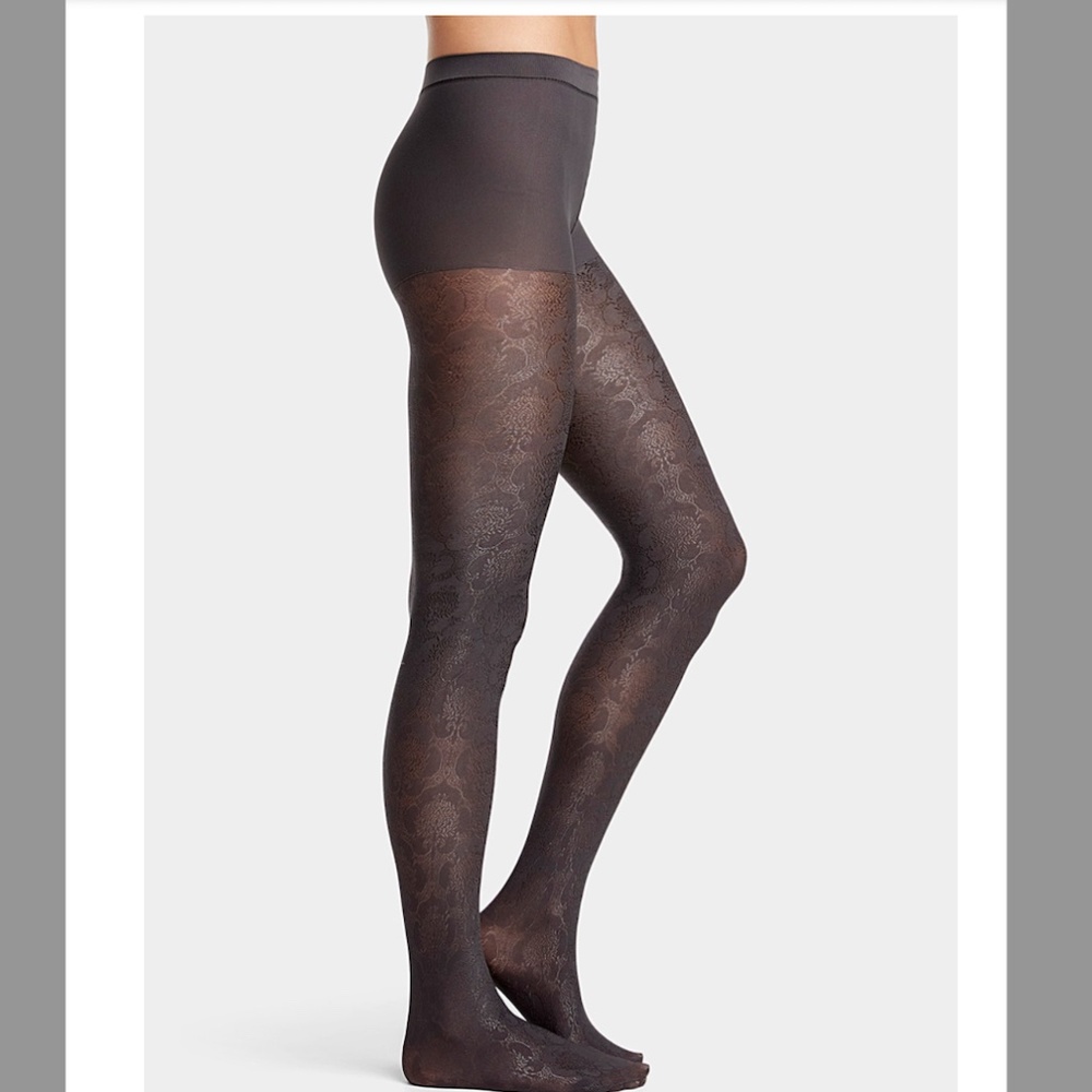 Charcoal gray sparkly baroque arabesque tights made in Italy NWT